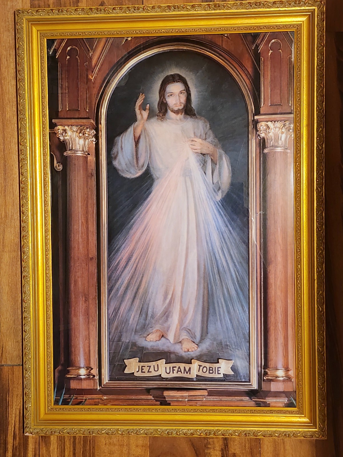 Divine Mercy Jesus Print Framed Eugeniusz Kazimirowski Jezu Ufam Tobie 21 x 30