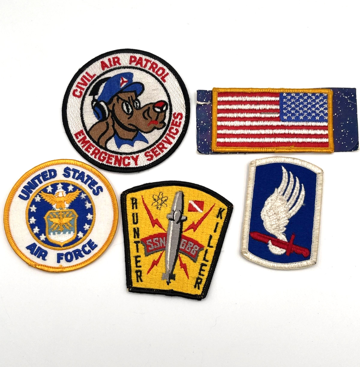 Lot of 5 Military & Space Patches USAF Civil Air Patrol Submarine SSN-686 Lot of 5 Military & Space Patches USAF Civil Air Patrol Submarine SSN-686