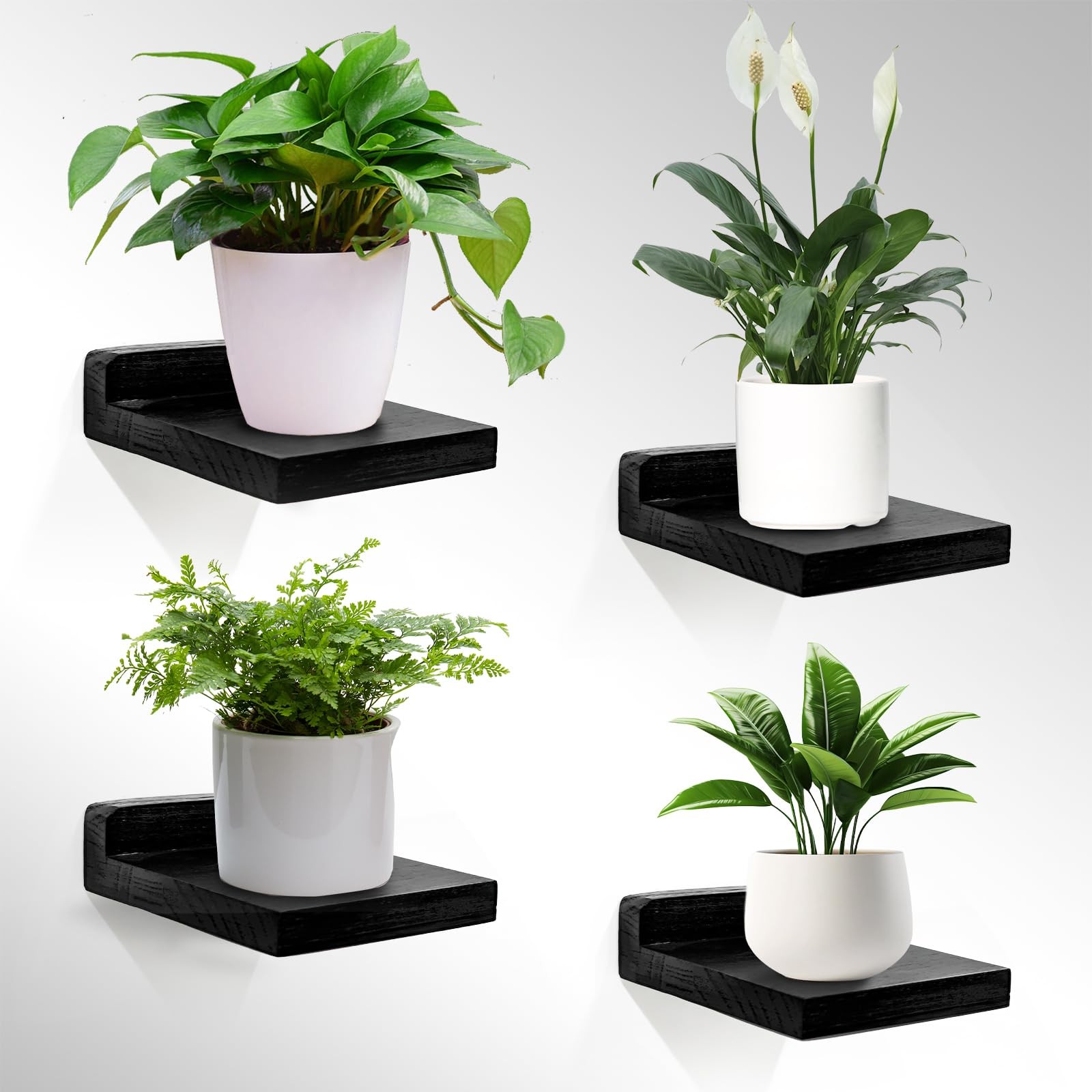 Small Wall Shelf, Mini Floating Shelves for Wall 4 Inches Set of 4, Display Deco