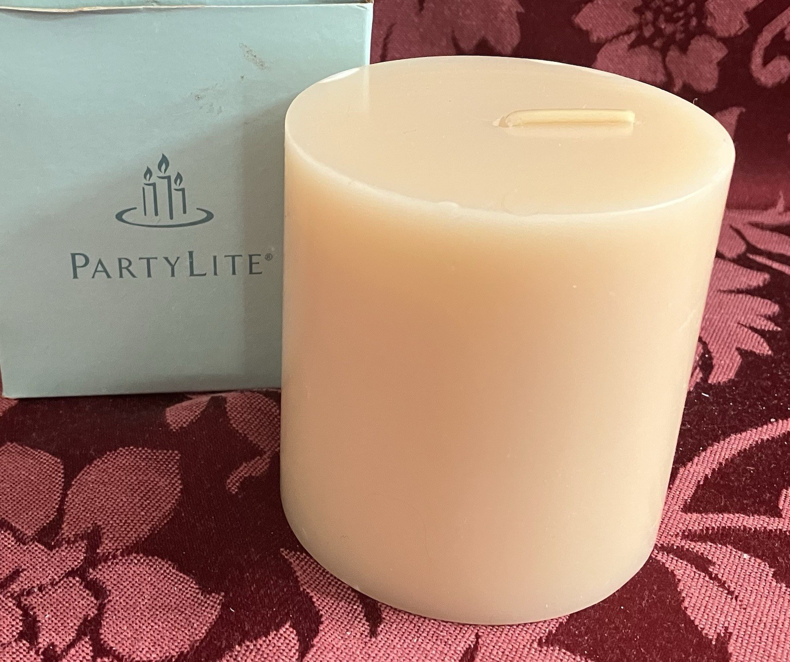 PartyLite FRENCH VANILLA 3 x 3 Flat Top Pillar Candle C330181 New NIB Retired