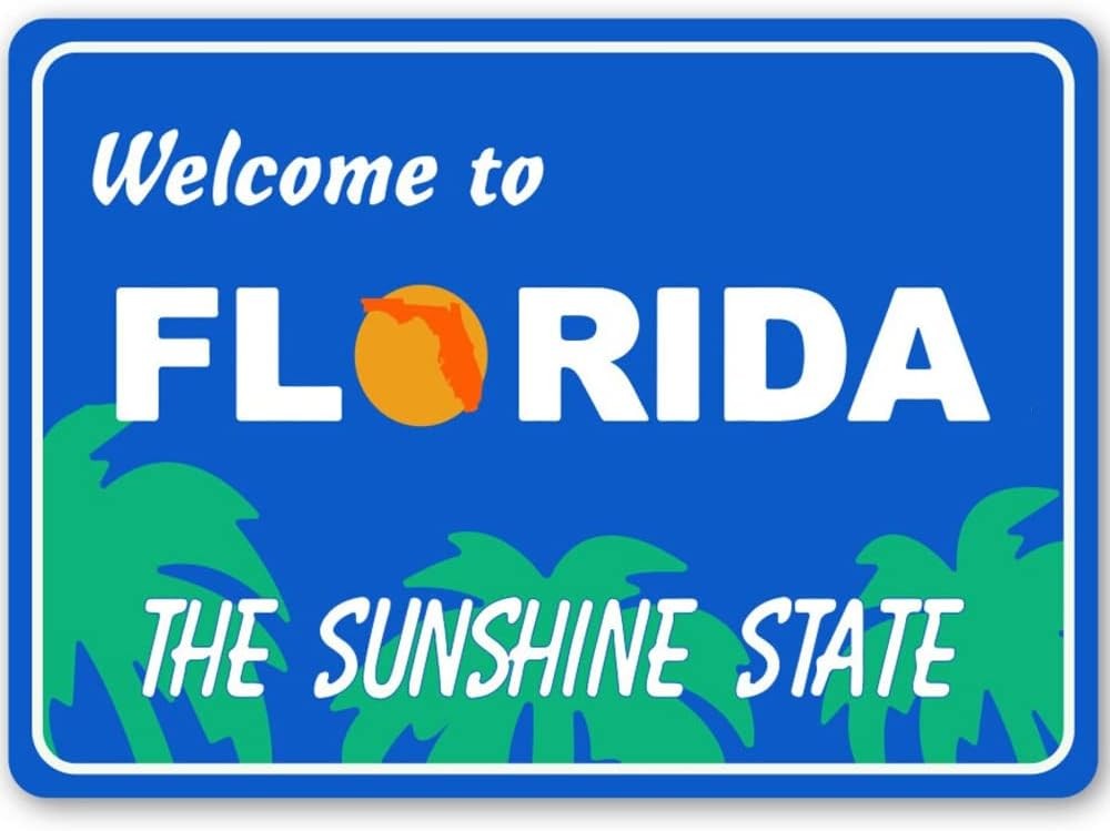 Welcome To Florida Sign, Florida Welcome, Tin Metal Signs Home Décor, State Welc Welcome To Florida Sign, Florida Welcome, Tin Metal Signs Home Décor, State Welc