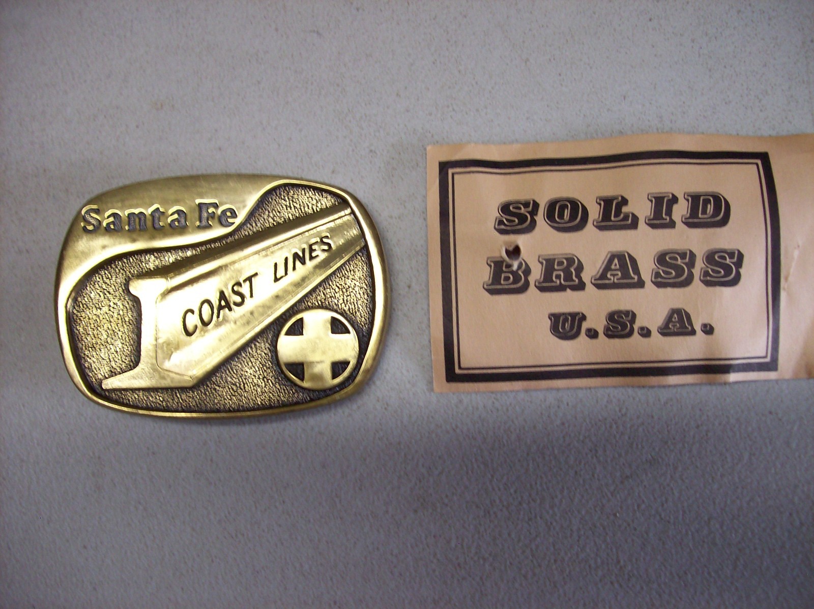 Santa Fe Railway Coast Lines Brass Belt Buckle Santa Fe Railway Coast Lines Brass Belt Buckle