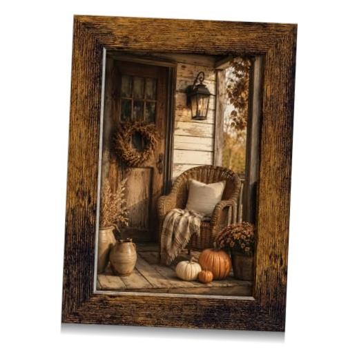 5x7 Picture Frame, Vintage Rustic, Real Glass - Farmhouse 5X7 Antique Brown
