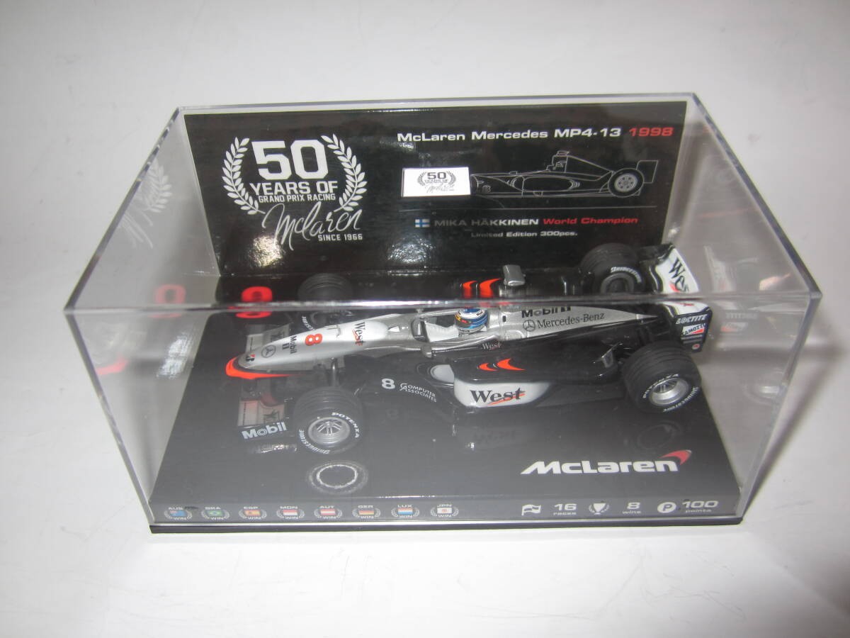 PMA Minichamps 1/43 McLaren MP4/13 Mika Hakkinen 50th Anniversary WEST Decals