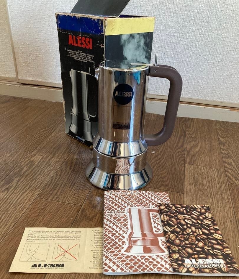 Alessi 9090•6 Espresso Coffee Maker Vintage Unused with BOX from JAPAN