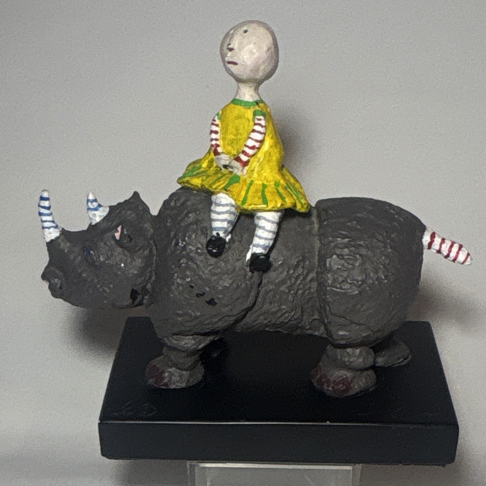Graciela Rodo Boulanger The Journey Girl on Rhino Sculpture Whimsical Signed MCM Graciela Rodo Boulanger The Journey Girl on Rhino Sculpture Whimsical Signed MCM