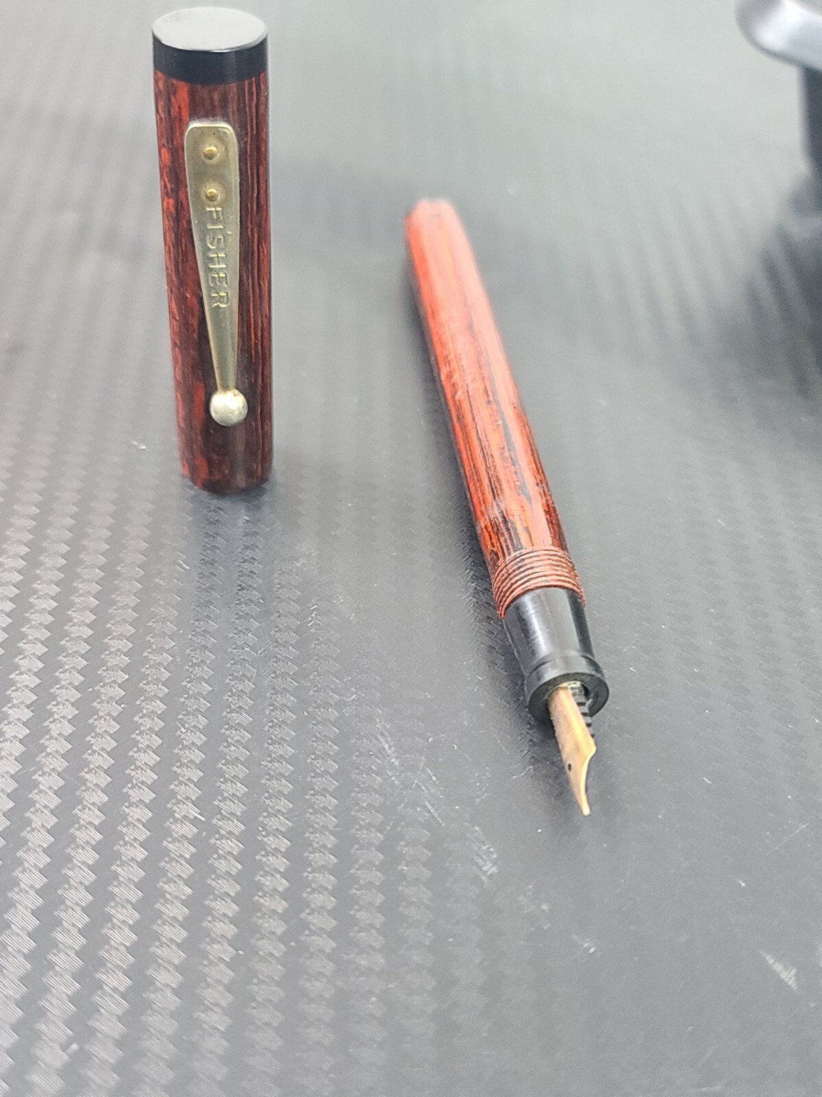 Vintage A.A. Fisher Fountain Pen Woodgrain Warranted 14K Gold Nib 4 New York