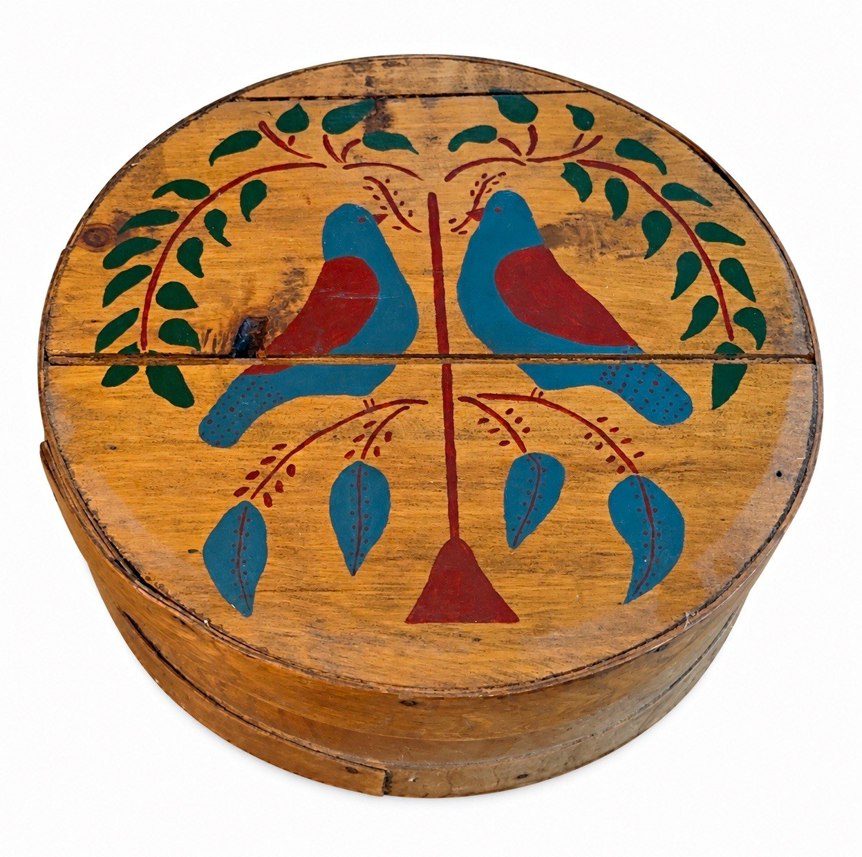 Vintage Shaker Style Hand Painted Wooden Storage Hat Box