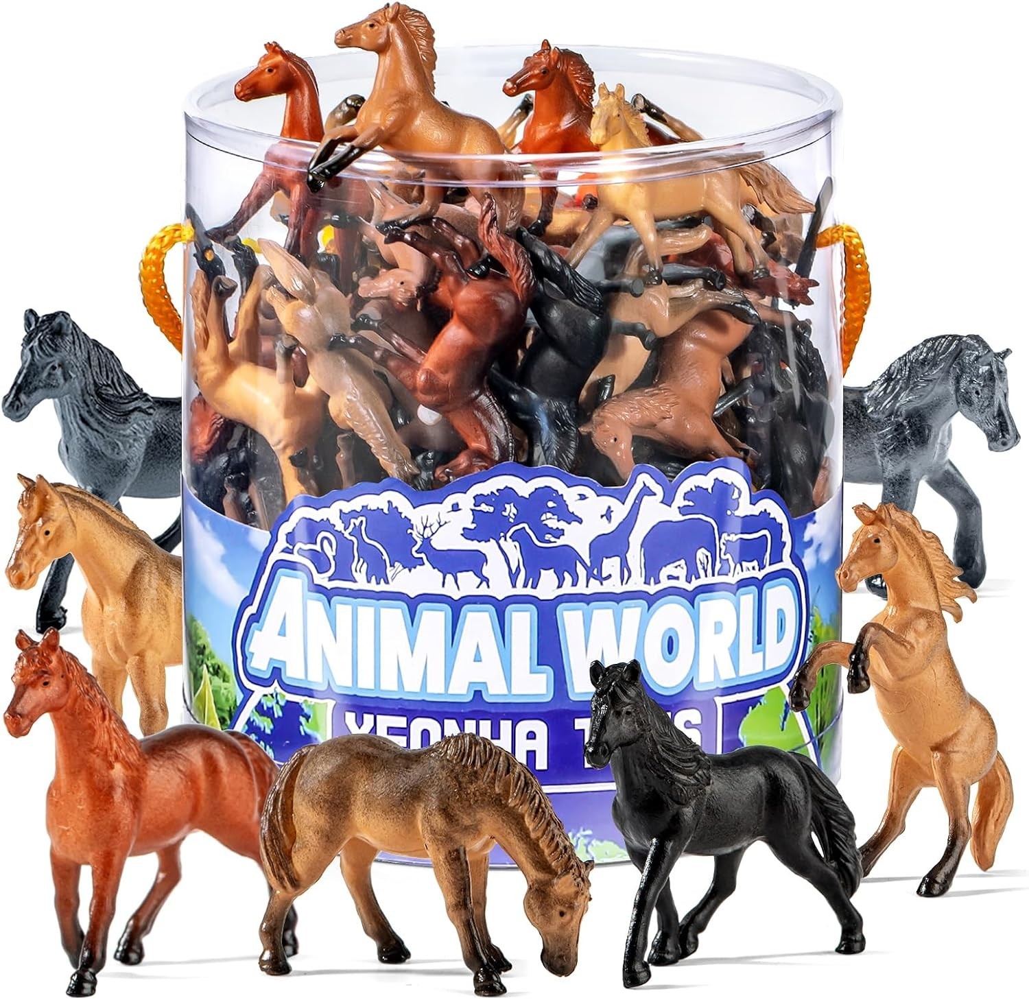 60 Pcs Mini Plastic Horse Toy Set with Gift Box, Realistic Small Horse Figurines 60 Pcs Mini Plastic Horse Toy Set with Gift Box, Realistic Small Horse Figurines