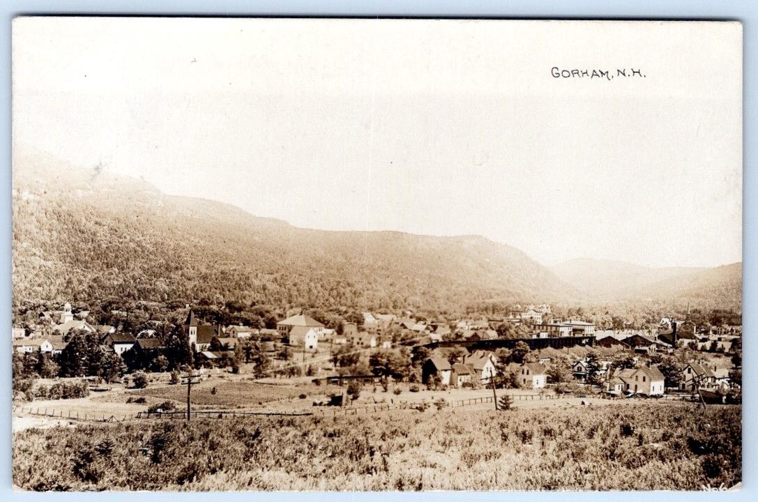 1914 RPPC GORHAM NEW HAMPSHIRE NH BIRD'S EYE VIEW REAL PHOTO POSTCARD