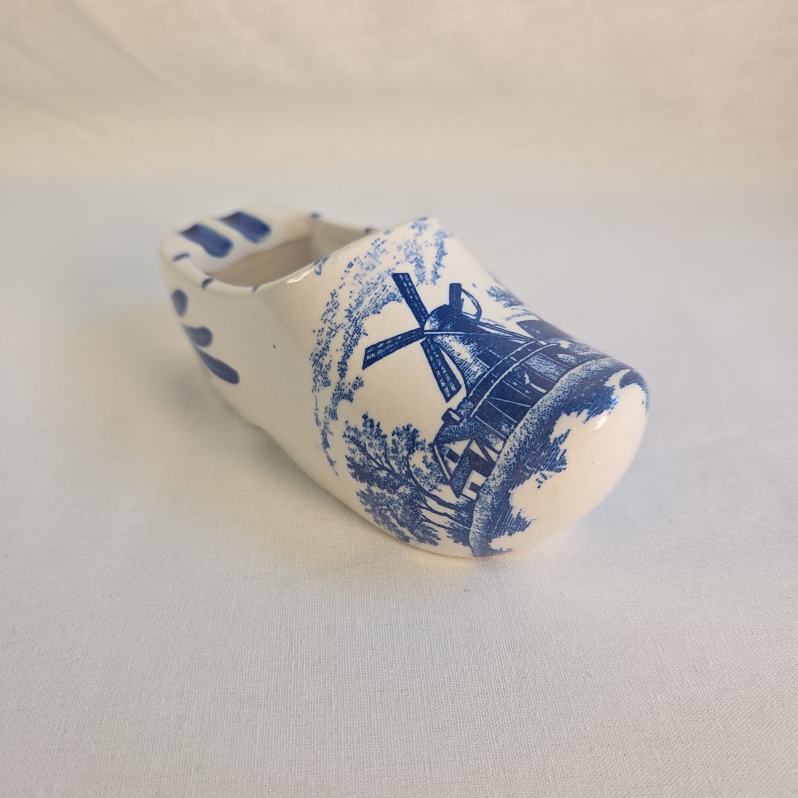 Blue White Delft Style Dutch Clog Shoe Ashtray Windmill Ceramic Dish