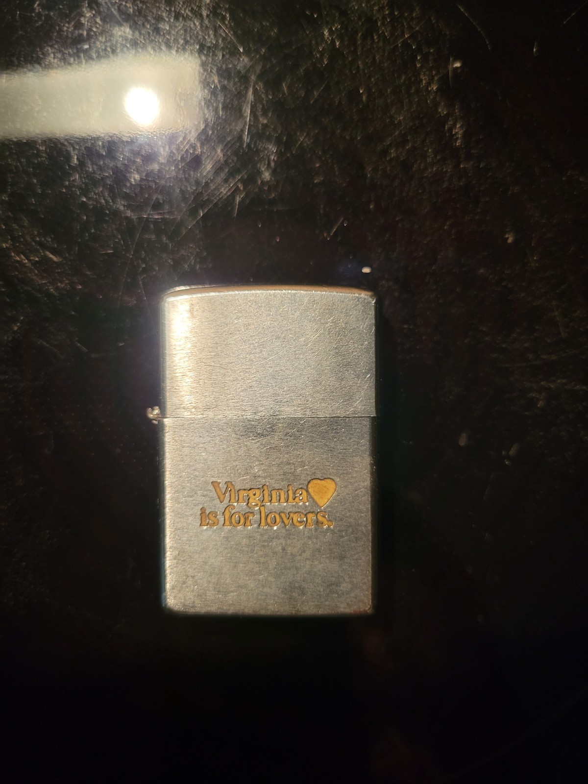 Vintage 1975 Zippo Slim Virginia Is For Lovers Chrome Advertising Lighter USA-EL Vintage 1975 Zippo Slim Virginia Is For Lovers Chrome Advertising Lighter USA-EL