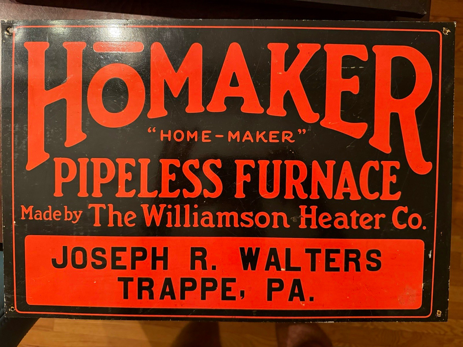 Vintage Homaker Pipeless Furnace Metal Sign Williamson Heater Co Antique Vintage Homaker Pipeless Furnace Metal Sign Williamson Heater Co Antique