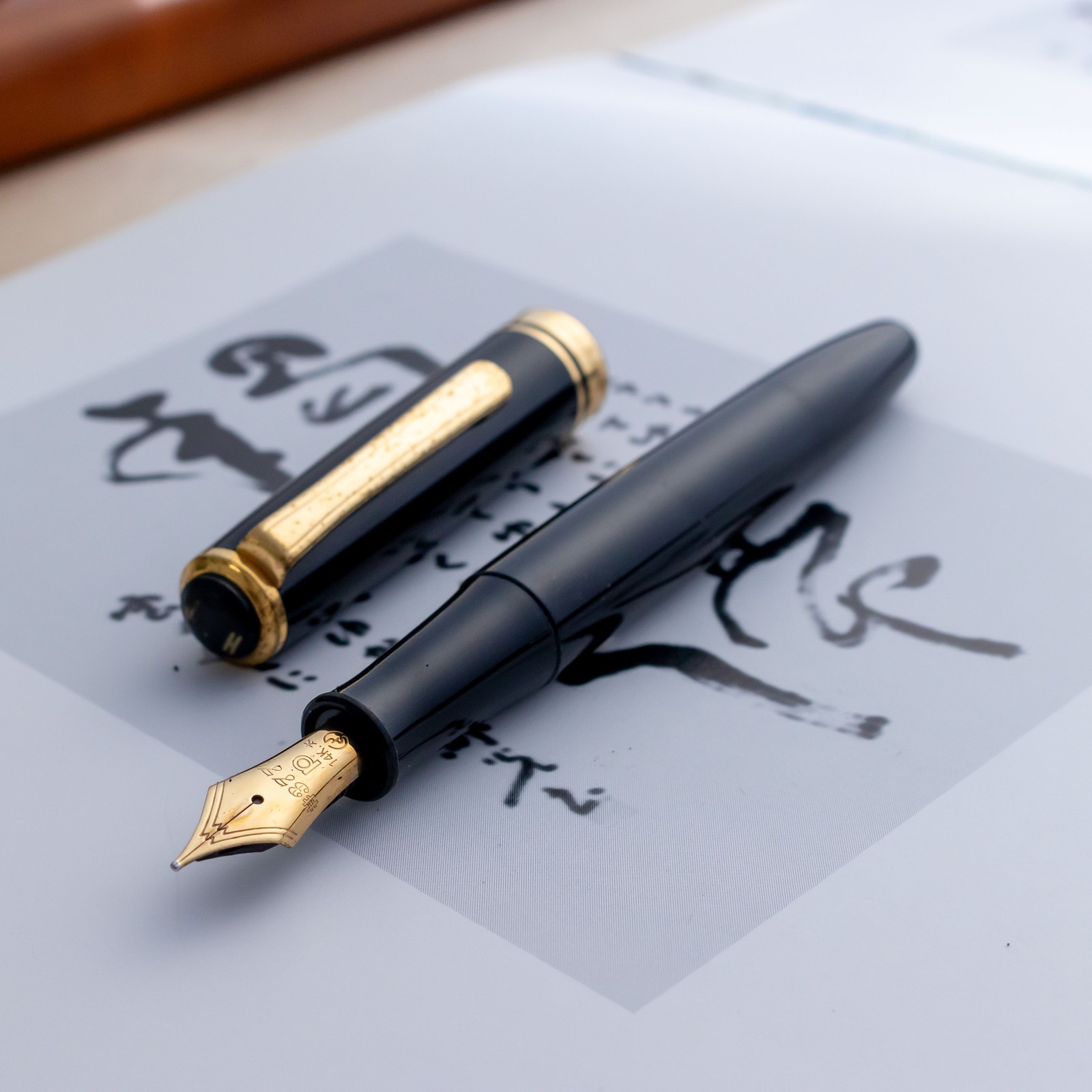 Vintage Platinum #3776 Century Black Fountain Pen 14K Gold B JIS Nib Japan