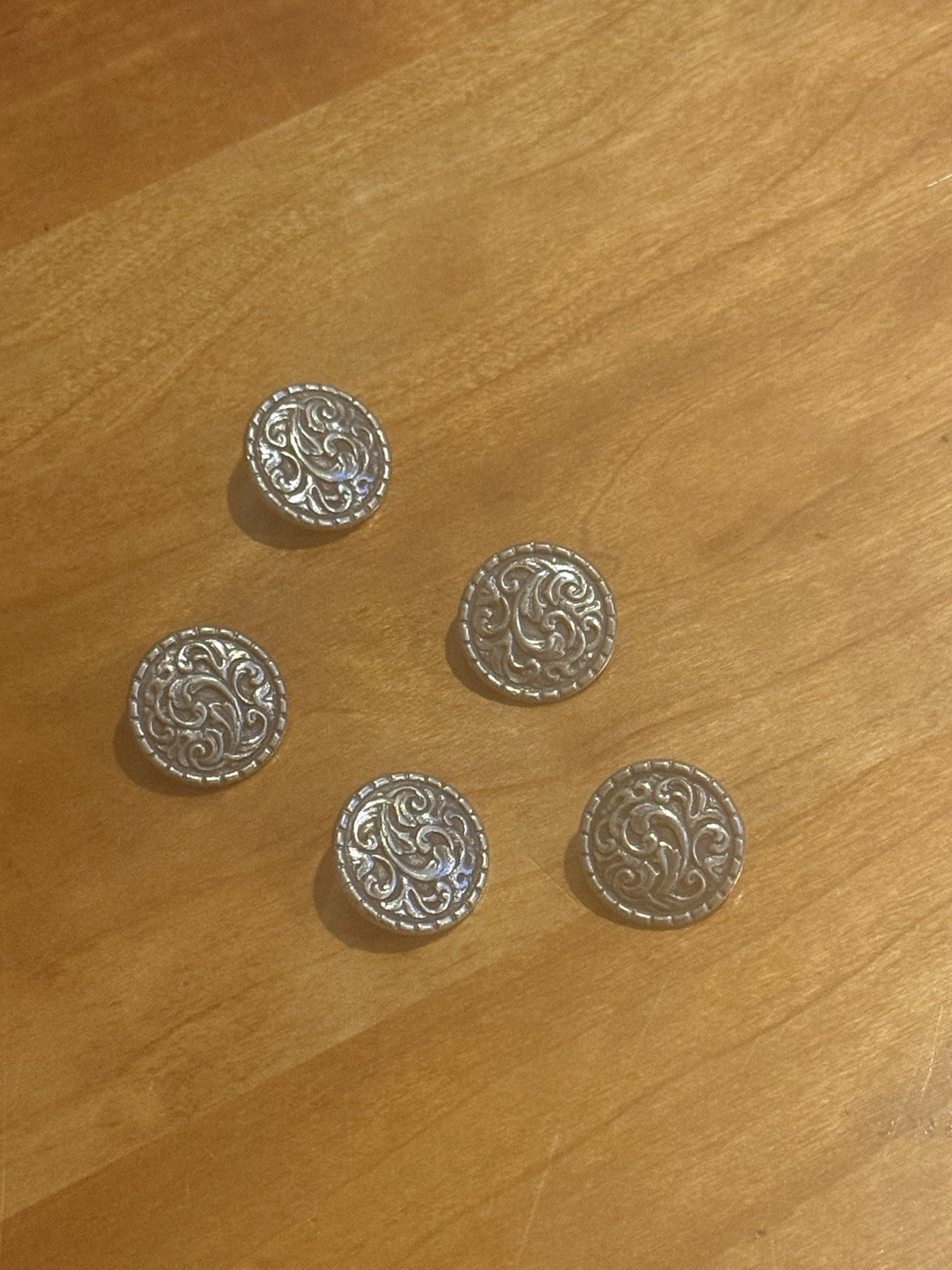 Scandinavian Norwegian Swedish new vintage set of 5 pewter buttons, mint vintage Scandinavian Norwegian Swedish new vintage set of 5 pewter buttons, mint vintage