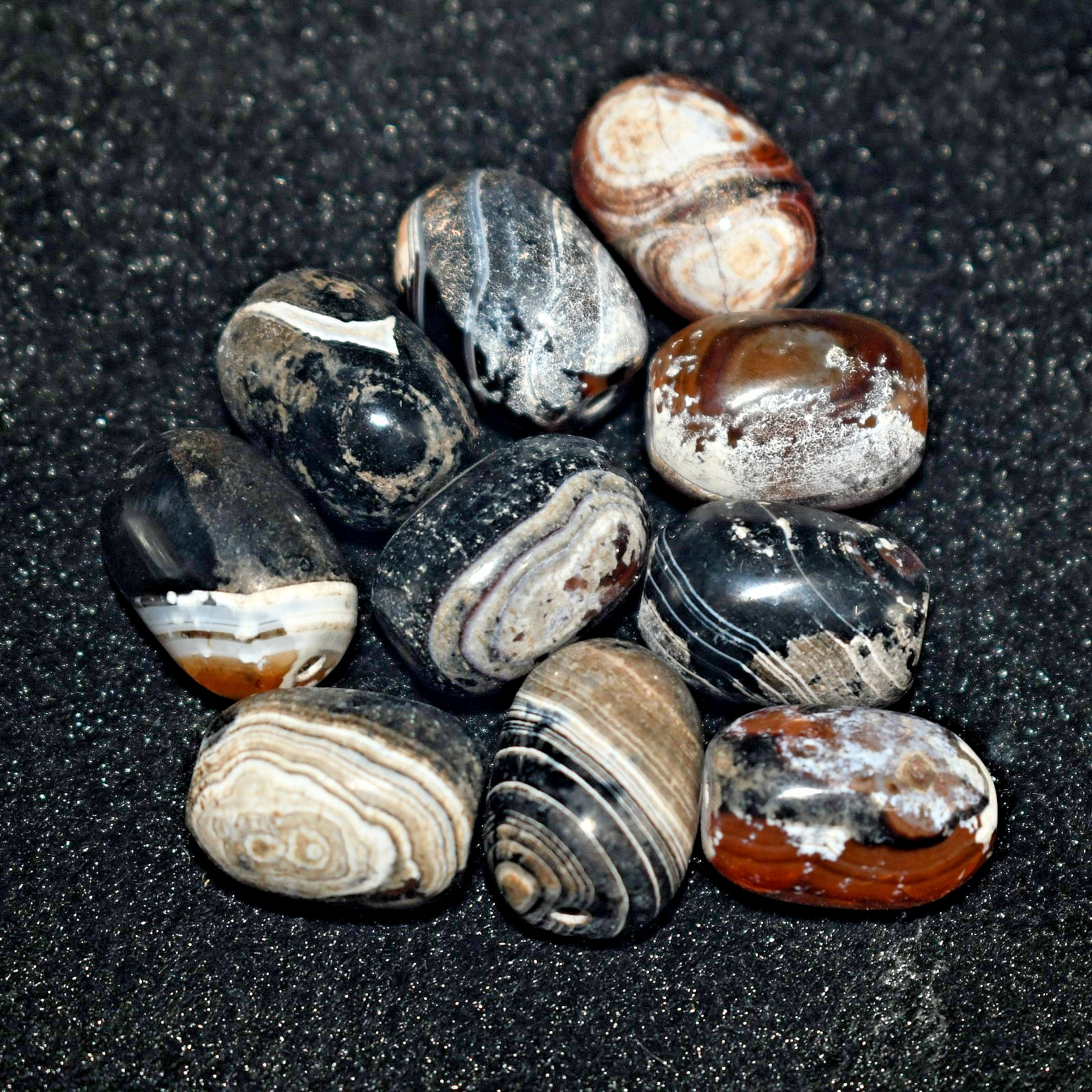 10 Antique Old Central Asian Banded Agate Carnelian Dzi Bead Lot with Patina