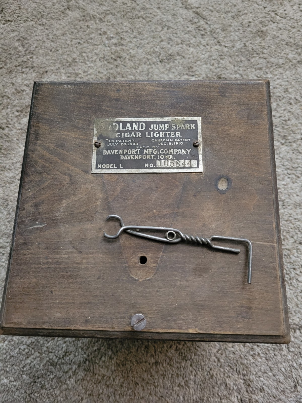  Antique Midland Jump Spark Cigar Lighter Tiger Oak Box Case Only