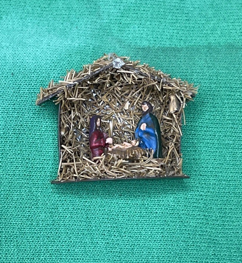 1989 ROBIN BETTERLEY NATIVITY SCENE Dollhouse 1:12 STRAW HOUSE CHRISTMAS BABY