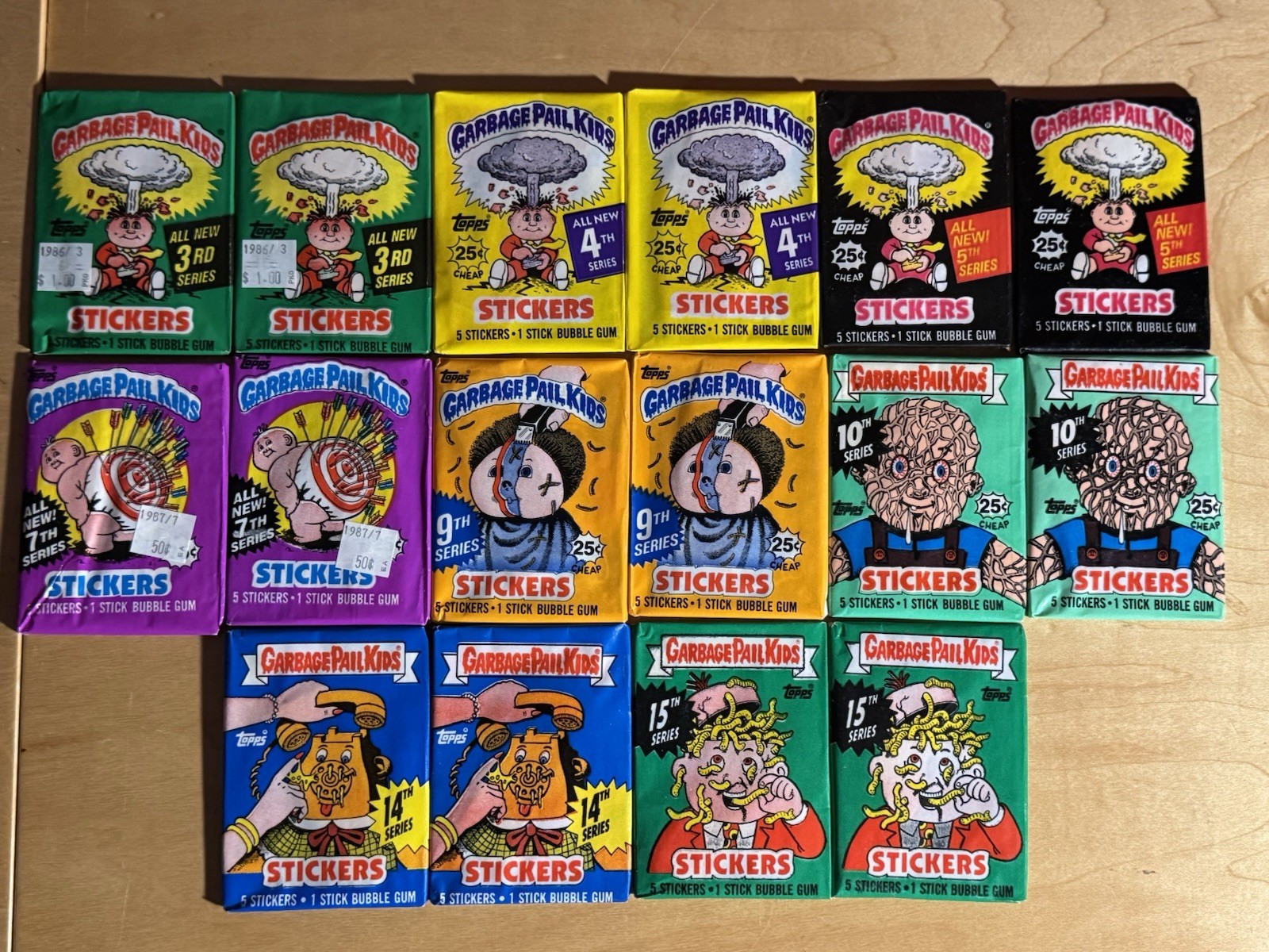 1986-1988 Topps Garbage Pail Kids Unopened Wax Pack Lot (16) Factory Sealed 1986-1988 Topps Garbage Pail Kids Unopened Wax Pack Lot (16) Factory Sealed