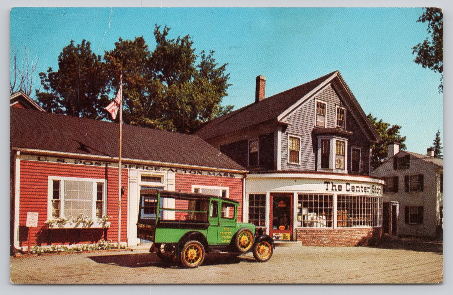 Vintage 1968 Acton, MA Center Store Post Office & Truck Postcard Vintage 1968 Acton, MA Center Store Post Office & Truck Postcard