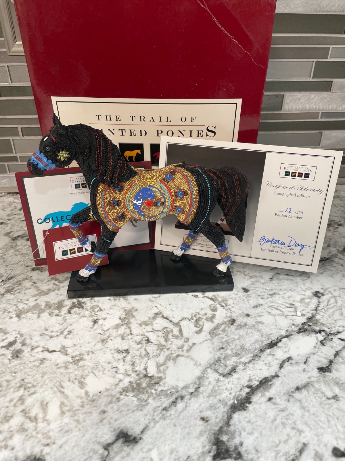 Trail of Painted Ponies NAVAJO BLACK BEAUTY Native American SIGNED COA BEADS low