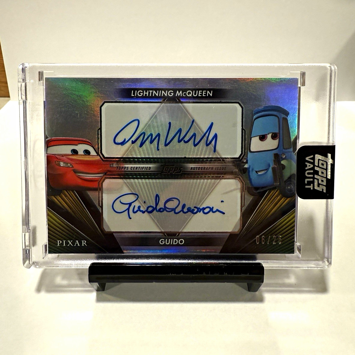 2026 Topps Disney Vault Cars Lightning McQueen and Guido Dual Auto DD-WQ 06/25