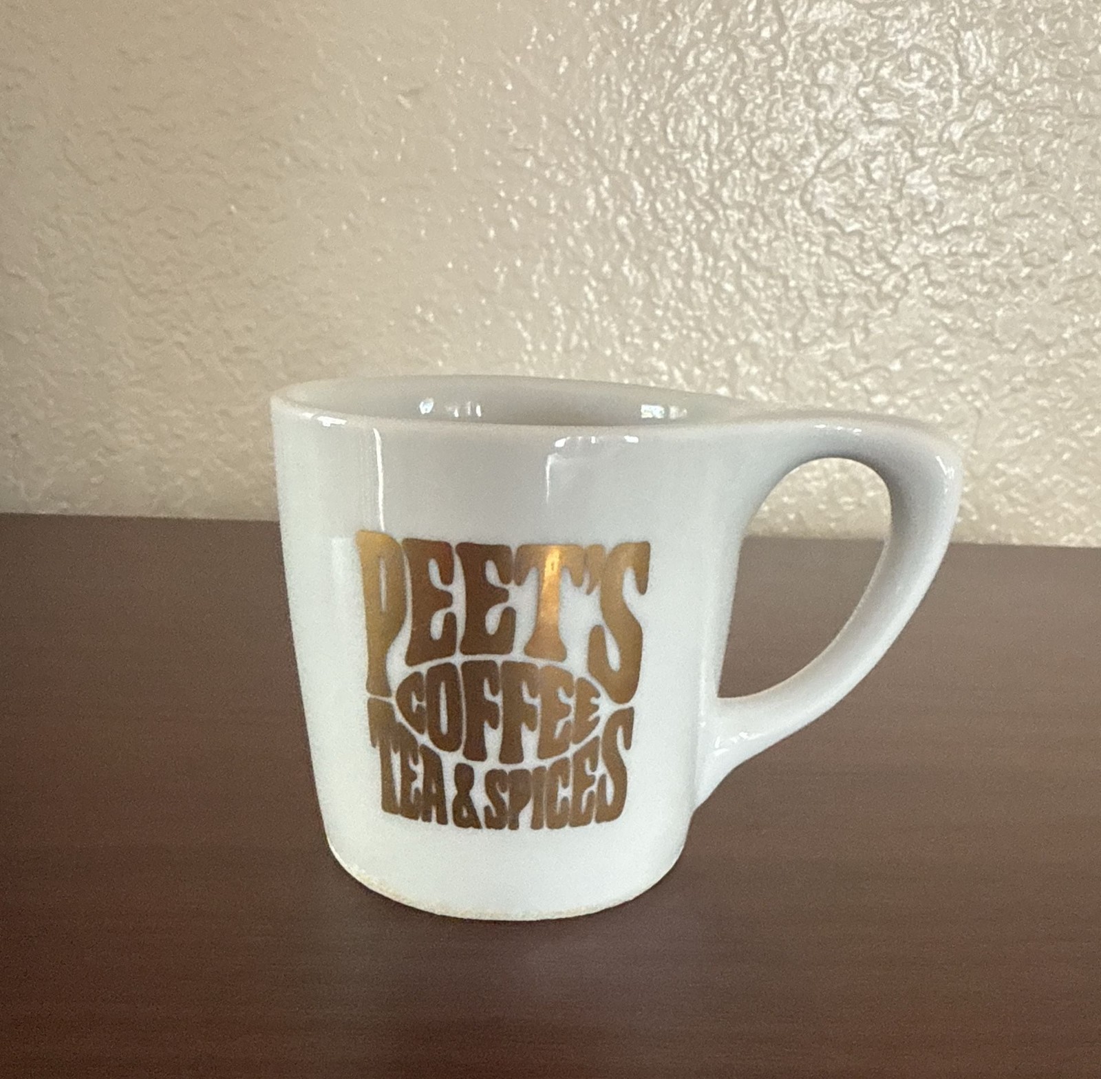 Peet\'s Coffee Ceramic Mug White Gold Logo Peet\'s Coffee Ceramic Mug White Gold Logo