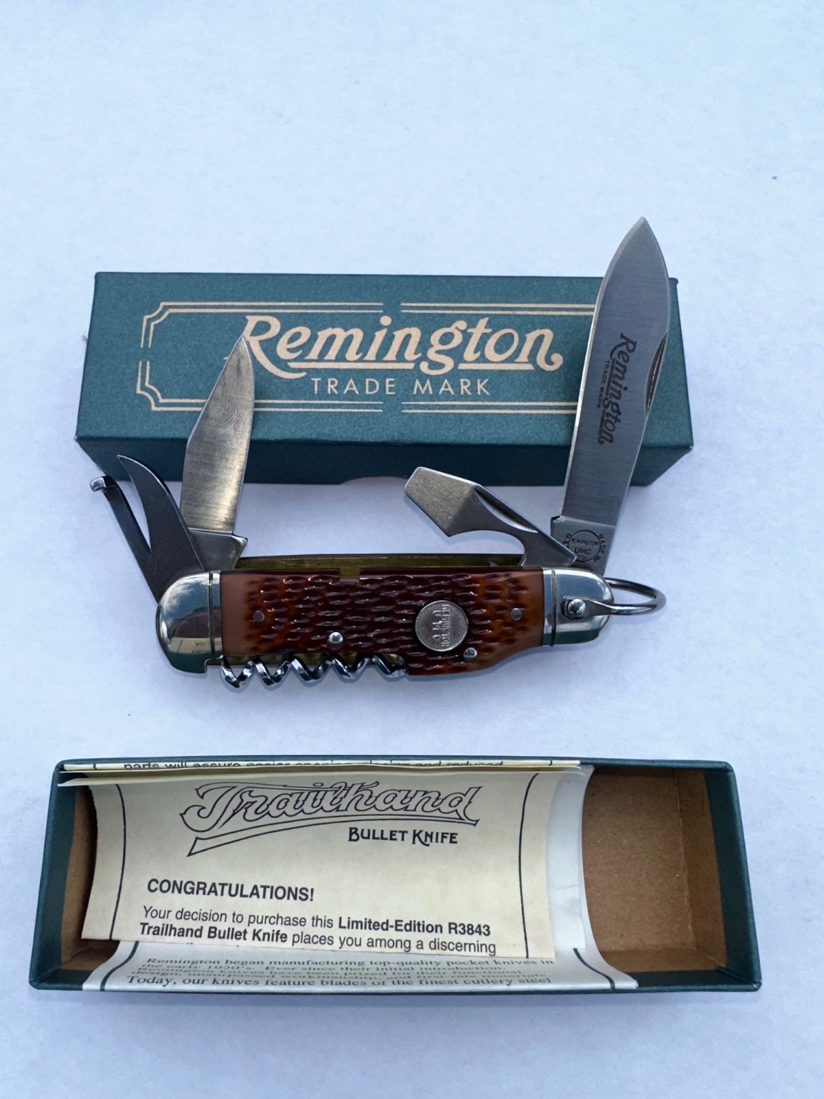 1996 R3843 Remington Trail Hand Round Sheild. New. With box and papers.
