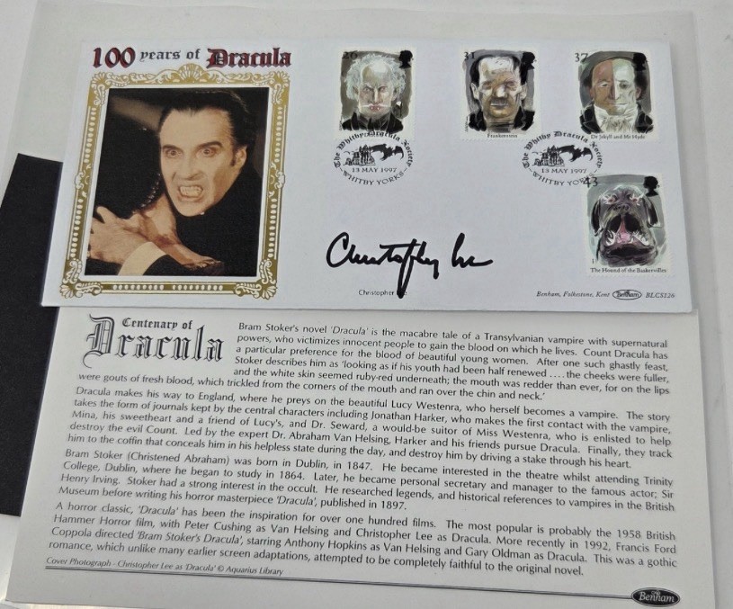 1997 Tales of Horror Benham Dracula FDC Signed Christopher Lee First Day Cover