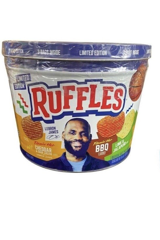 NEW SEALED Collectible Lebron James Ruffles Potato Chip Tin 3 Bags Ltd Edition