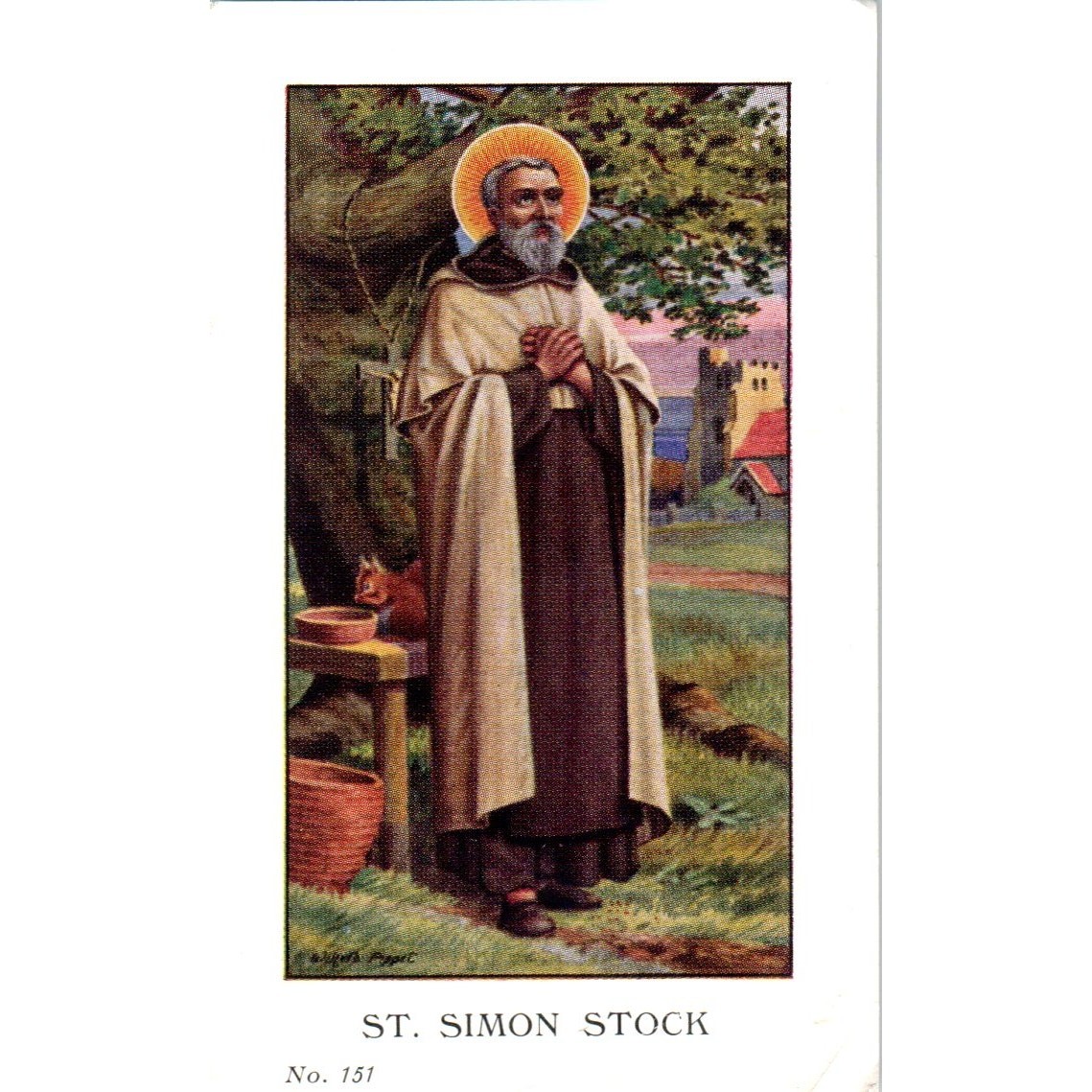 St. Simon Stock Faversham Kent Vintage Catholic Prayer Card P9-15