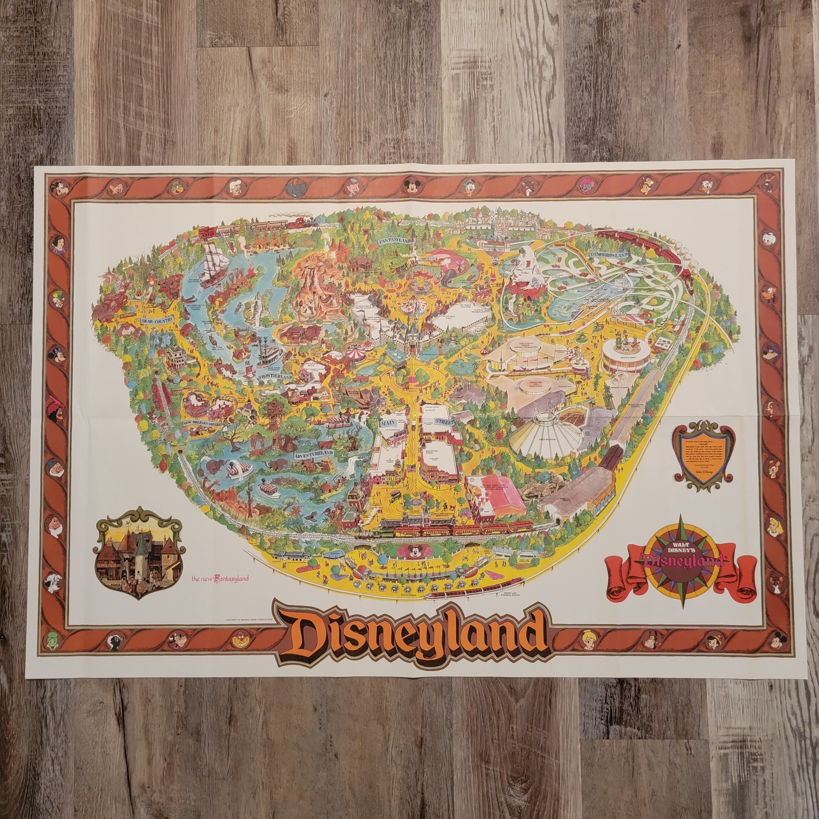 Vintage 1983 Walt Disney Disneyland Large Wall Map 30