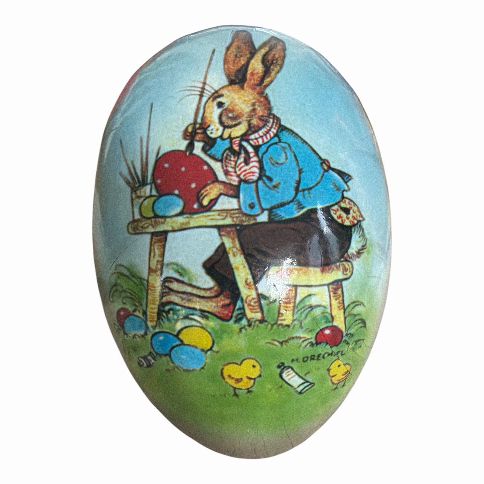 Vintage German Paper Mache Easter Egg Candy Container Bunny Artist M Drechsel Vintage German Paper Mache Easter Egg Candy Container Bunny Artist M Drechsel