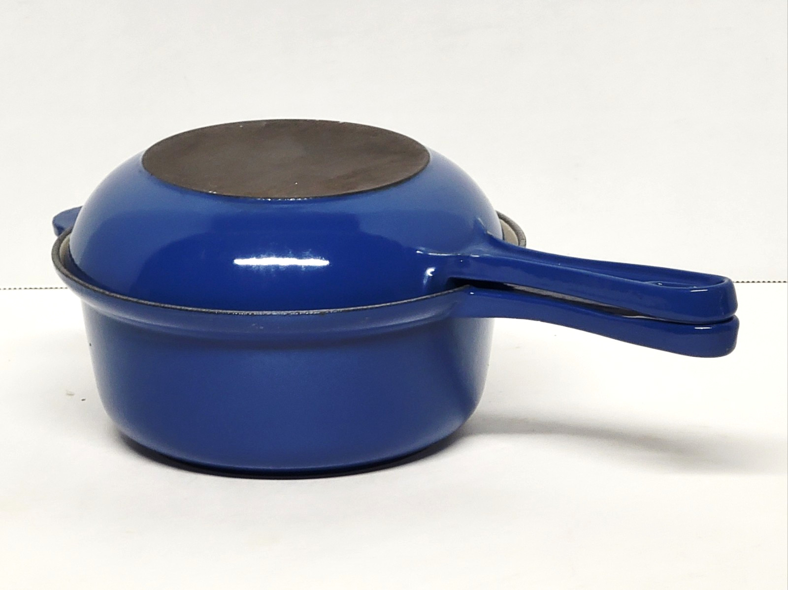 Vintage ~ LE CRUESET ~ #18 Blue Cast Iron / Enamel ~ Sauce Pan & Skillet Combo