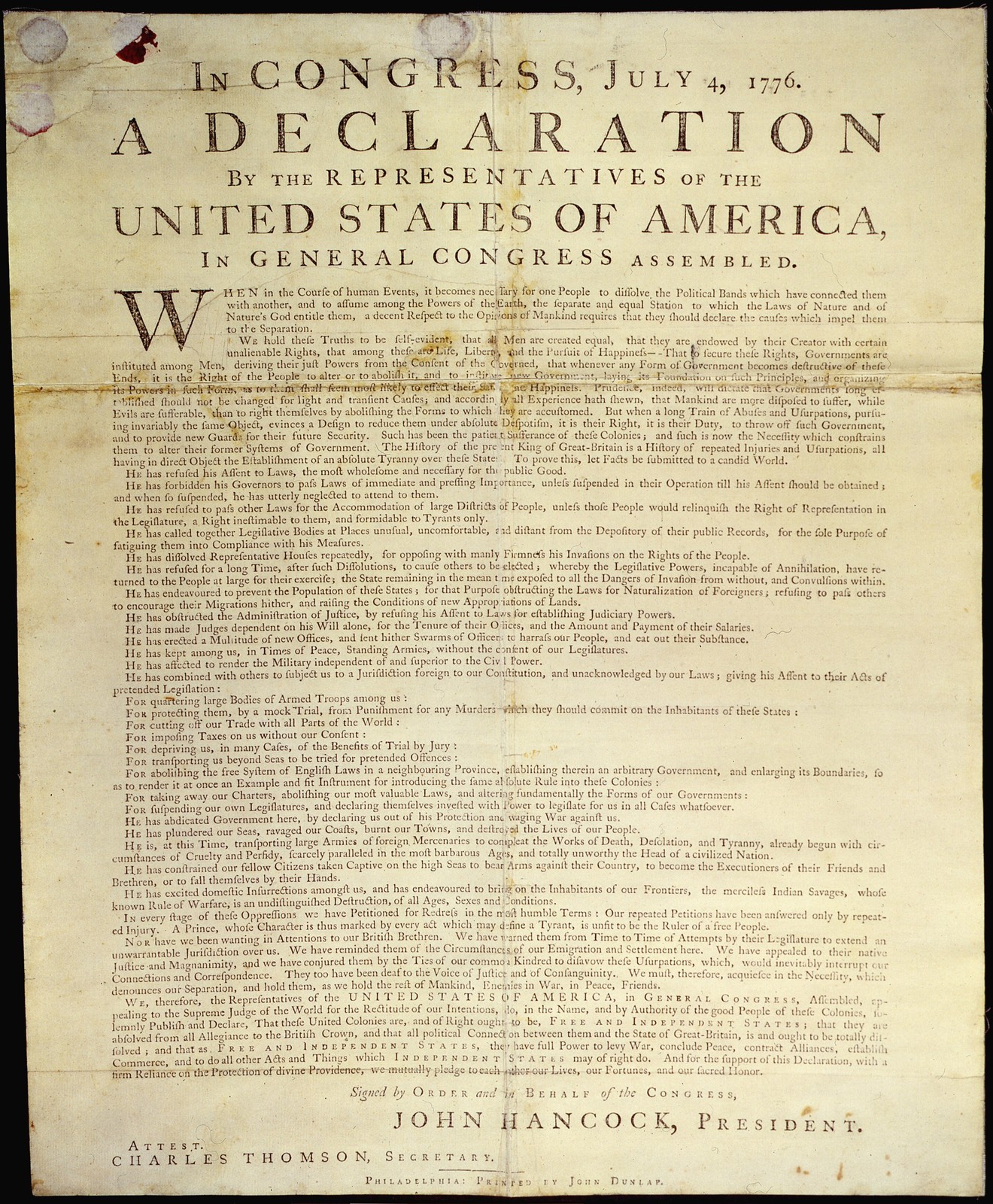 Declaration of Independence 1776 Dunlap Broadside Vintage History Photo Reprint Declaration of Independence 1776 Dunlap Broadside Vintage History Photo Reprint