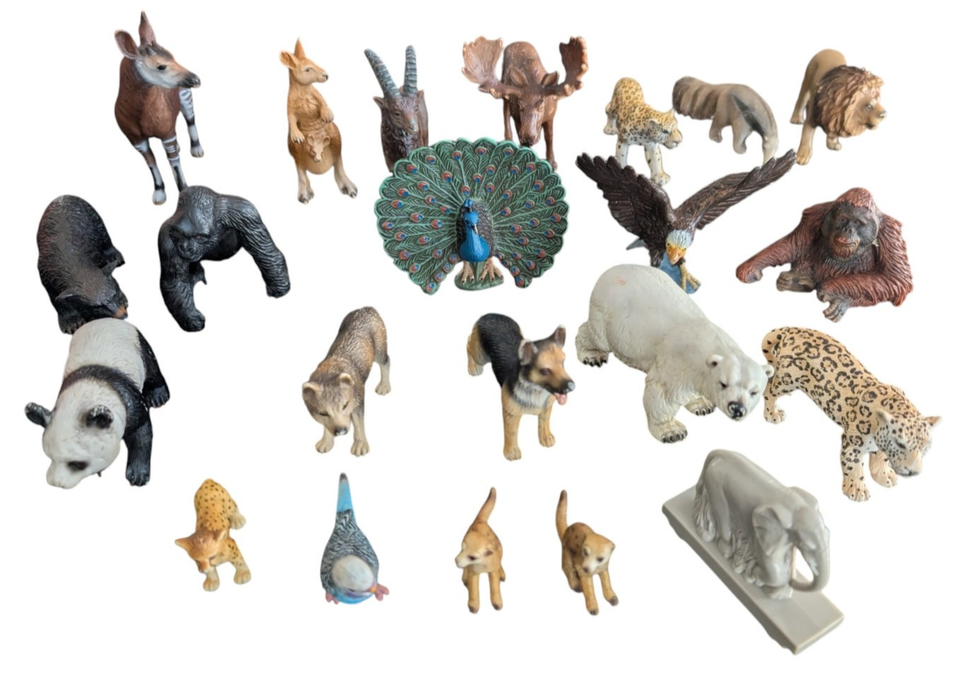 Lot 22 Schleich Animals Peacock Panda Polar Bear Safari Figure Germany 2000s VTG