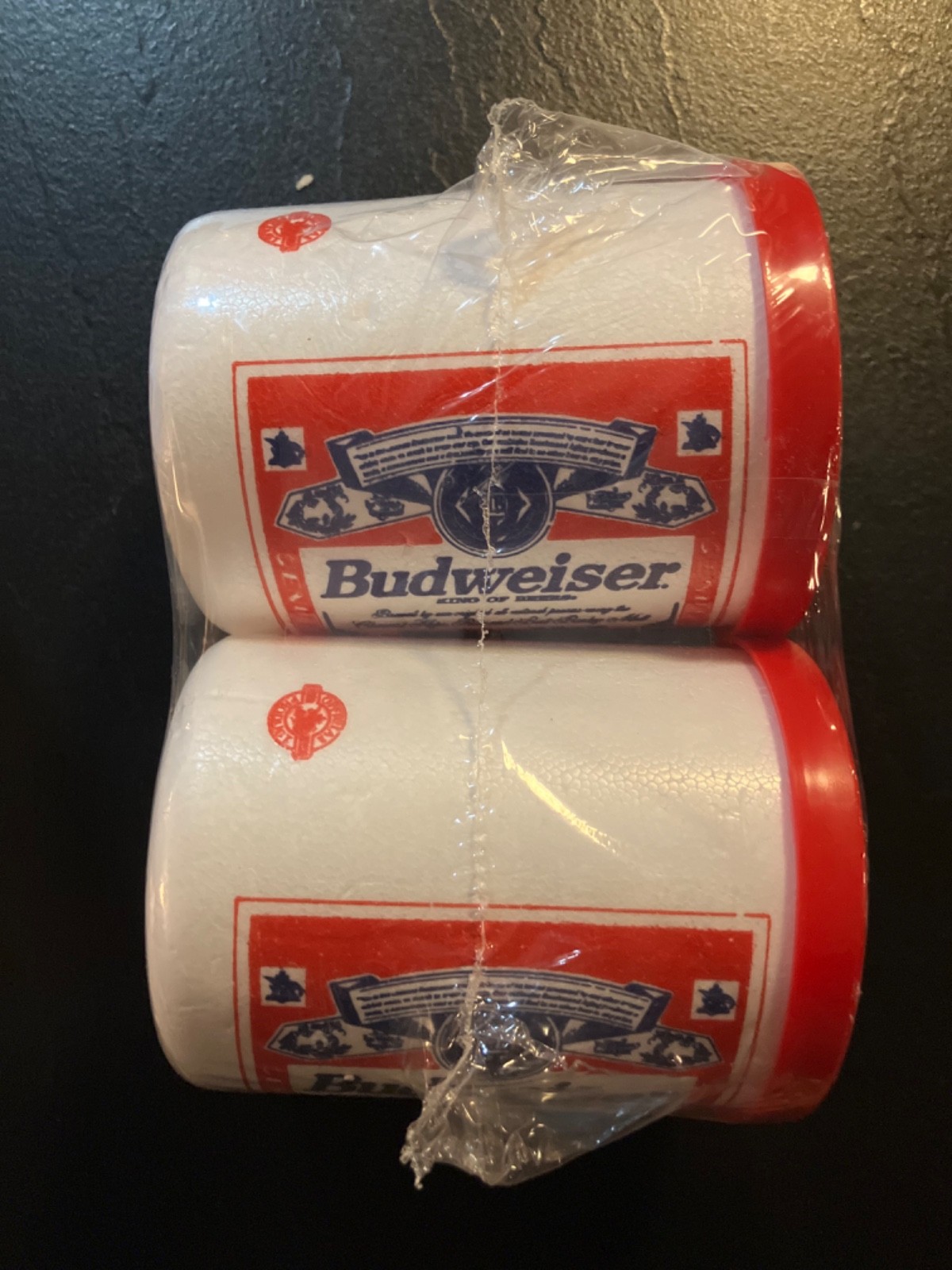 Vintage Styrofoam Budweiser Koozies Sealed