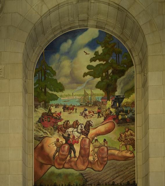Detroit Public Library 1921 Cass Gilbert Mural Painting Detroit Michigan