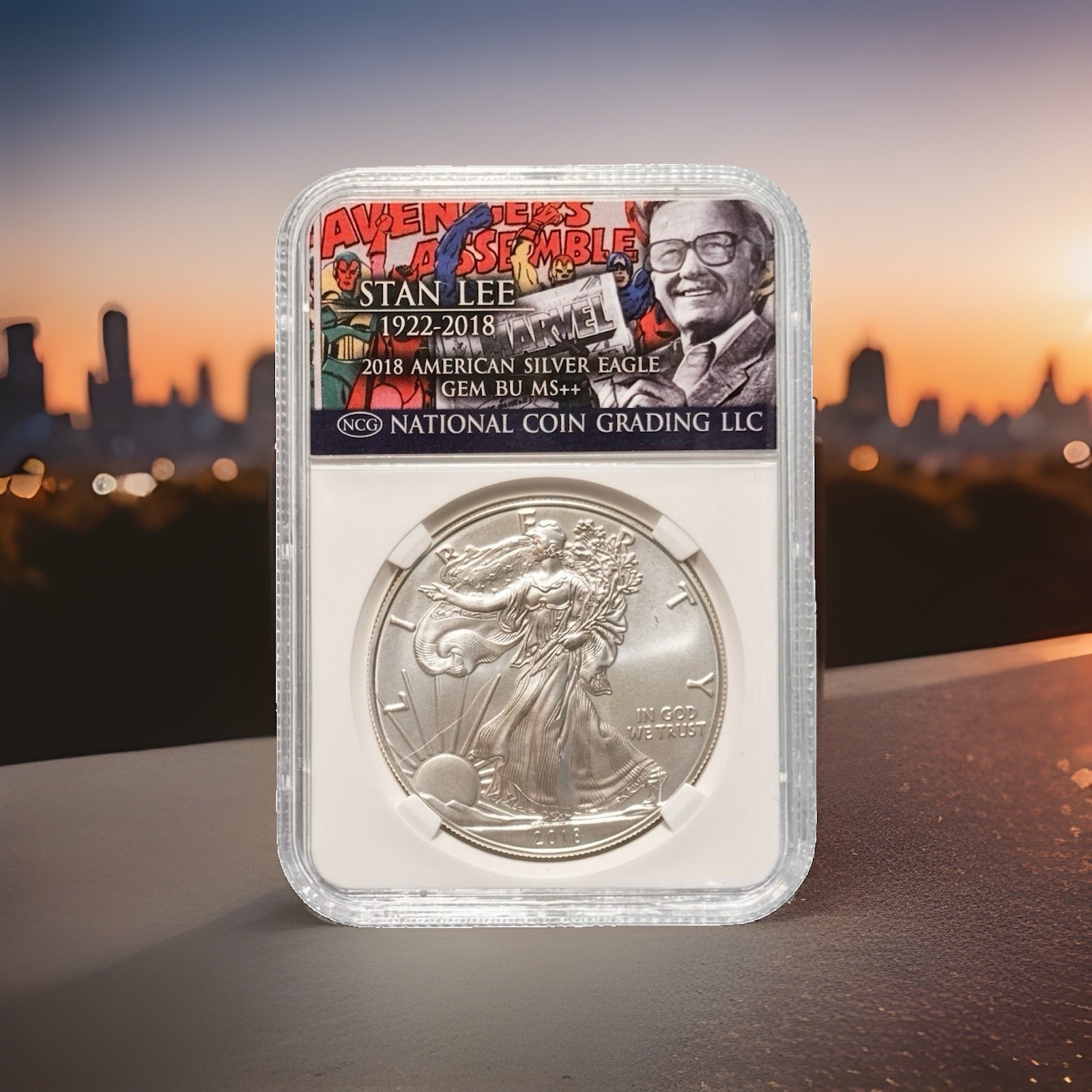 2018 $1 American Silver Eagle 1 oz Fine Silver - Stan Lee Tribute NCG Gem BU