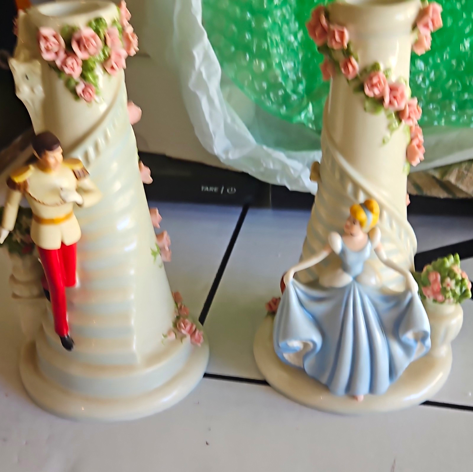The Danbury Mint Disney Cinderella Porcelain Candlestick Holders Pair Set