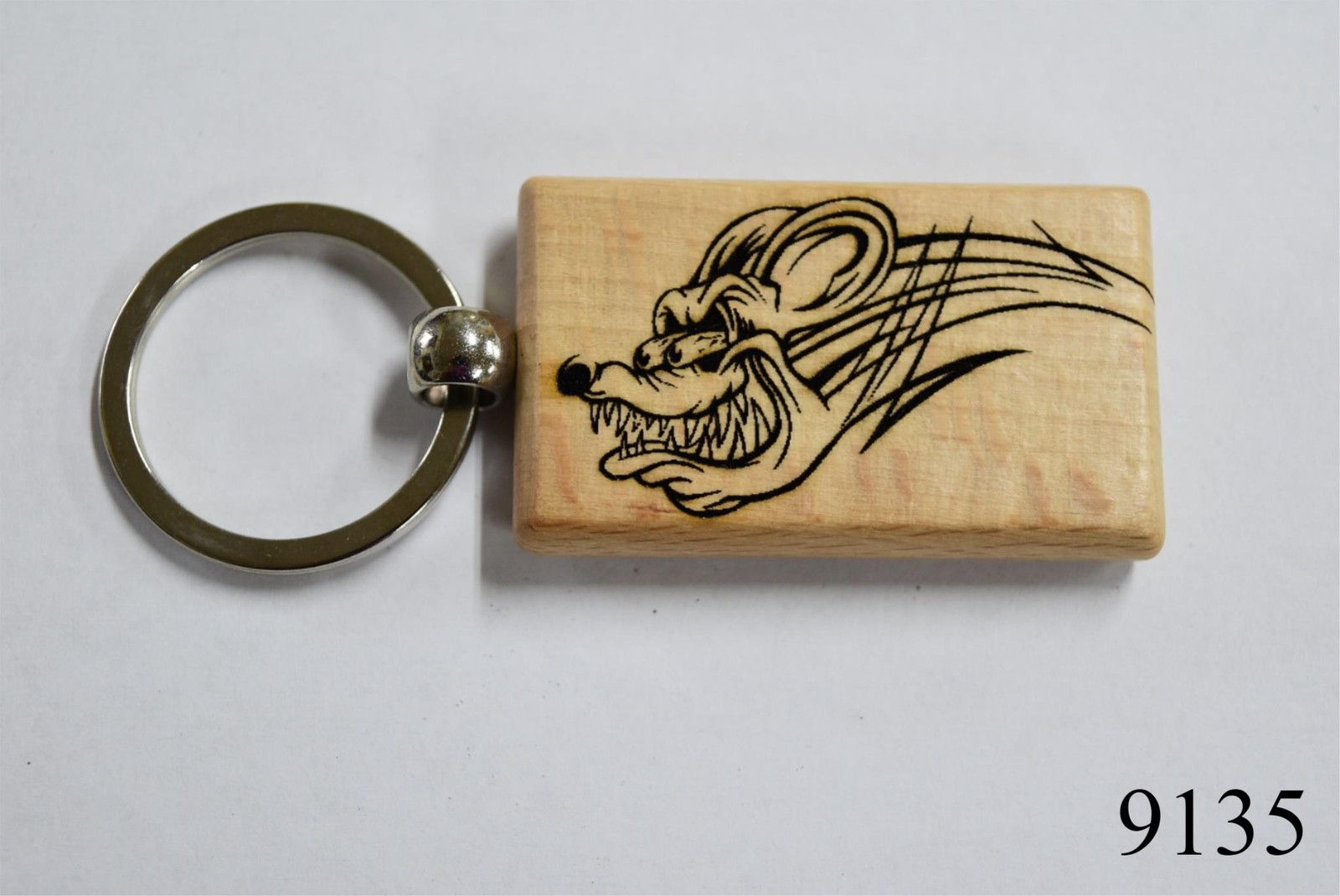 Custom Laser Engraved Wood Keychain Rat Fink Fatman\'s Garage 2 sided Cool