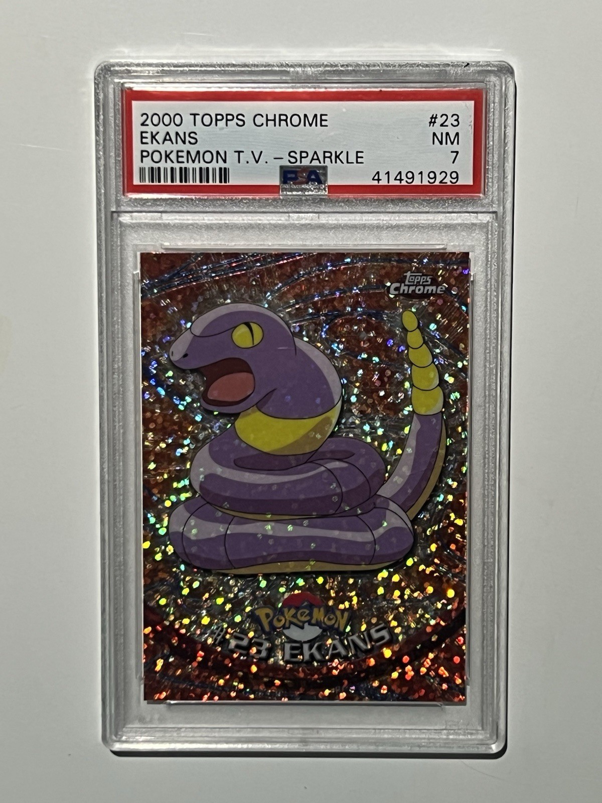 PSA 7 Ekans #23 Sparkle Parallel 2000 Topps Chrome Pokemon TV Series 1 NM