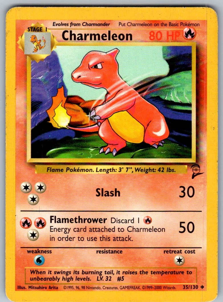 POKÉMON TCG CHARMELEON 35/130 UNCOMMON BASE SET 2 LIGHTLY PLAYED