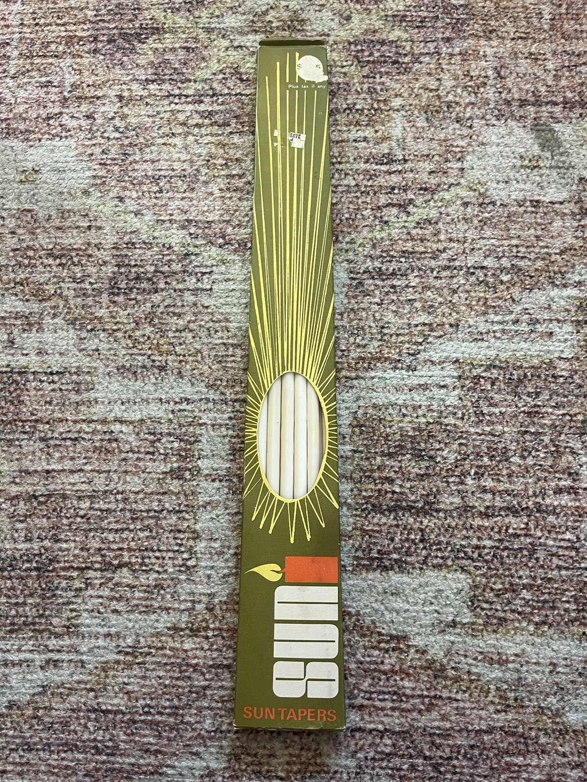 Suni Sun Tapers Vintage Box Of 12 Mid century Slender Candles Unused 15”