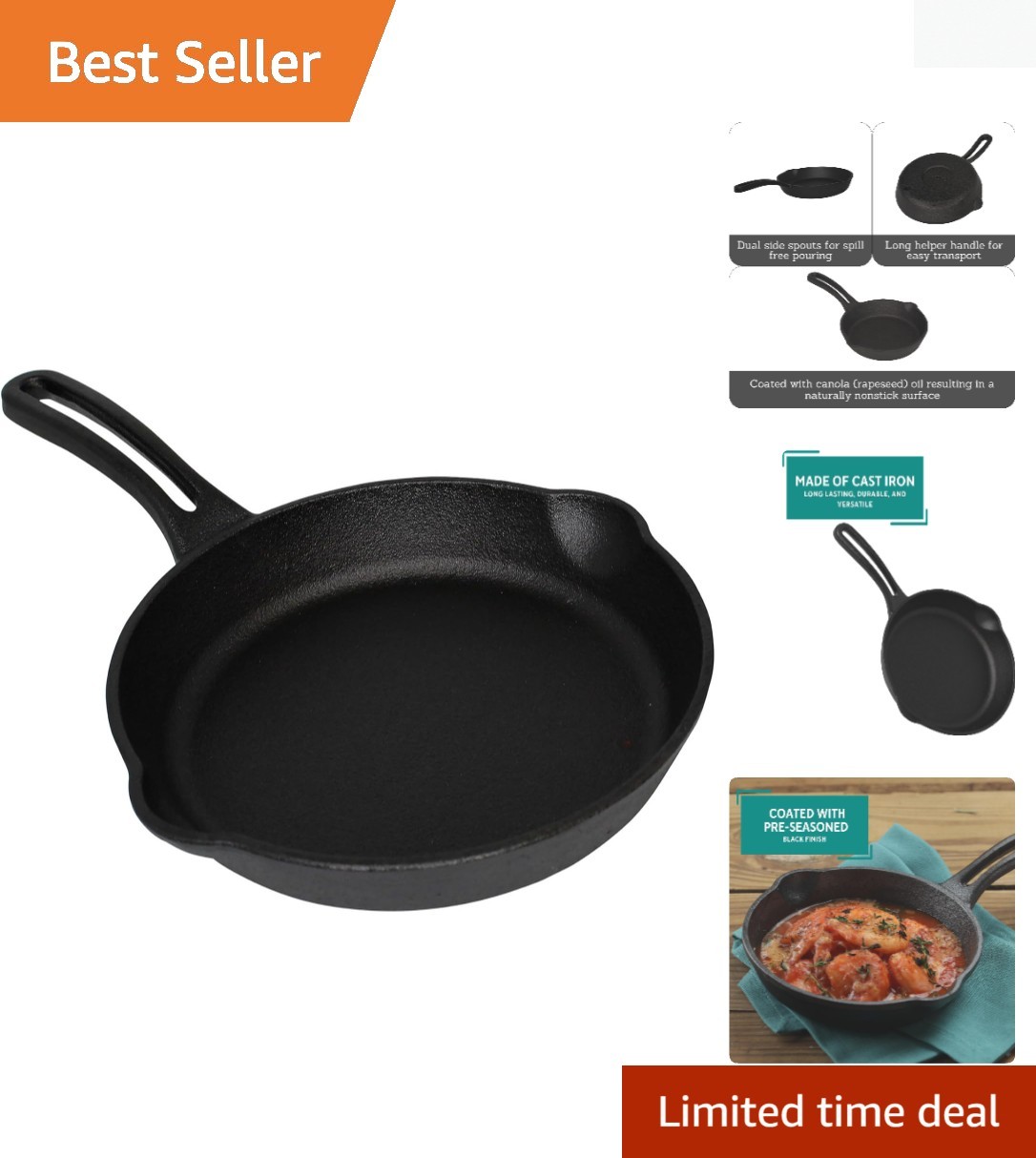 Versatile 6-Inch Preseasoned Cast Iron Skillet - Perfect for Stovetop & Campfire