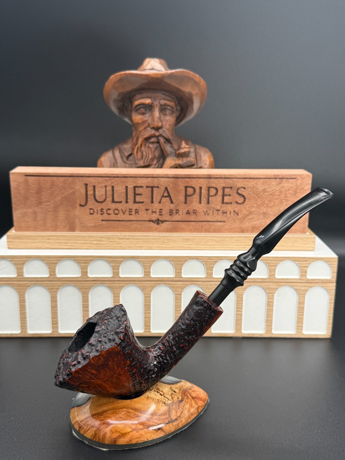 Erik Nording Denmark Freehand Partially Rusticated Bent Estate Tobacco Pipe