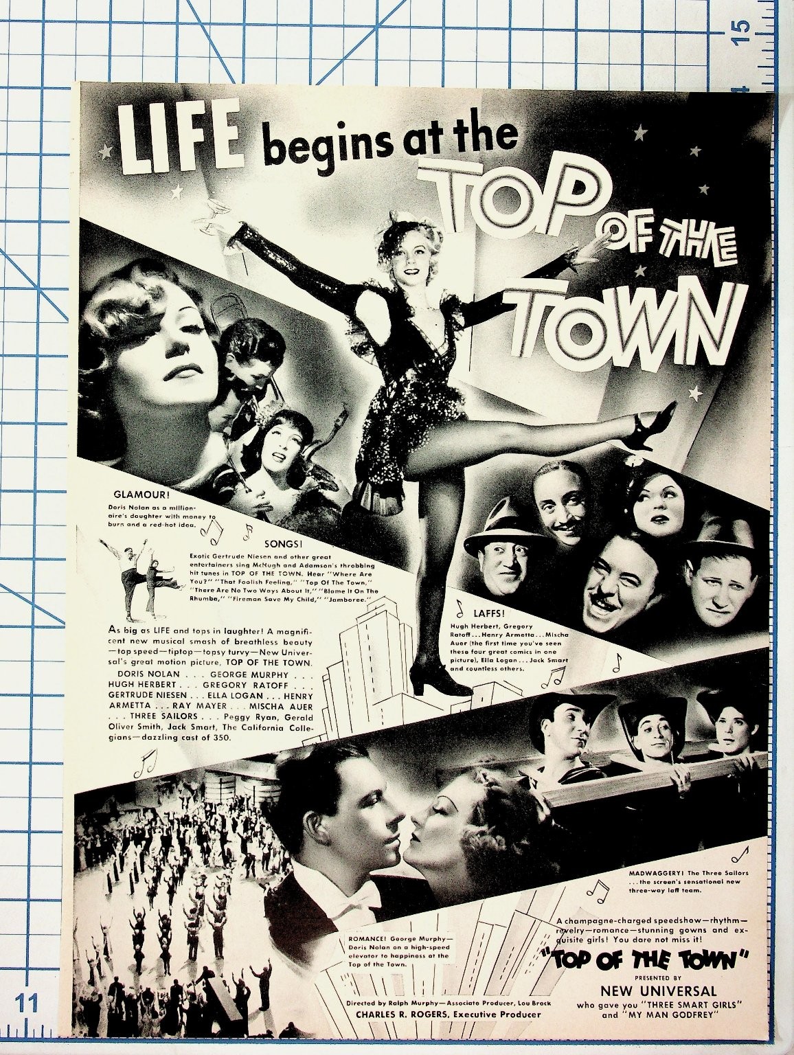 Top of the Town 1937 Movie Ad Universal Doris Nolan George Murphy Ephemera Print Top of the Town 1937 Movie Ad Universal Doris Nolan George Murphy Ephemera Print