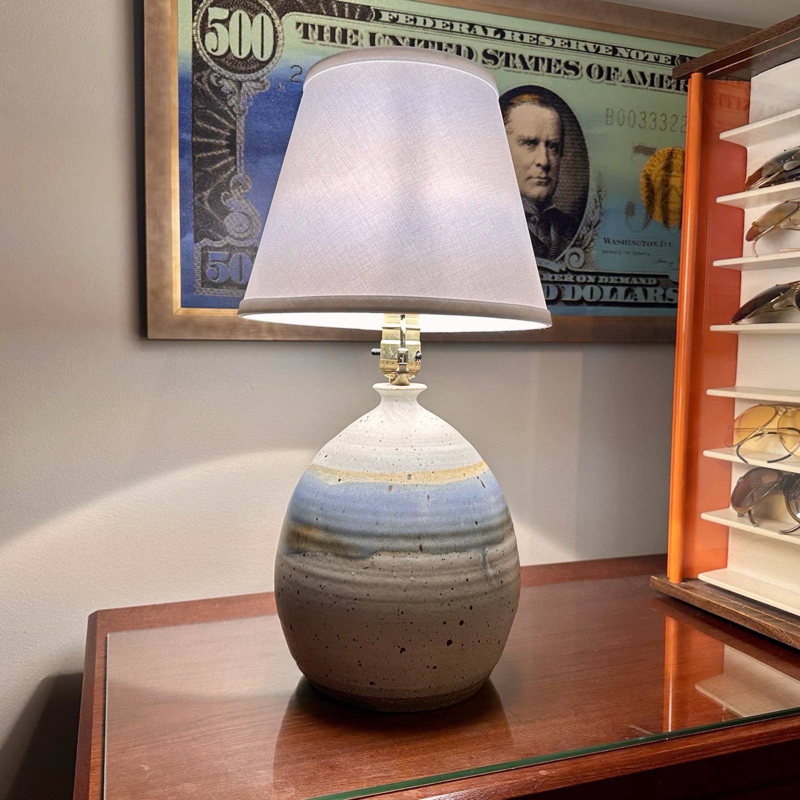 Midcentury Hand Thrown Glazed Ceramic Lamp Signed Smith Midcentury Hand Thrown Glazed Ceramic Lamp Signed Smith