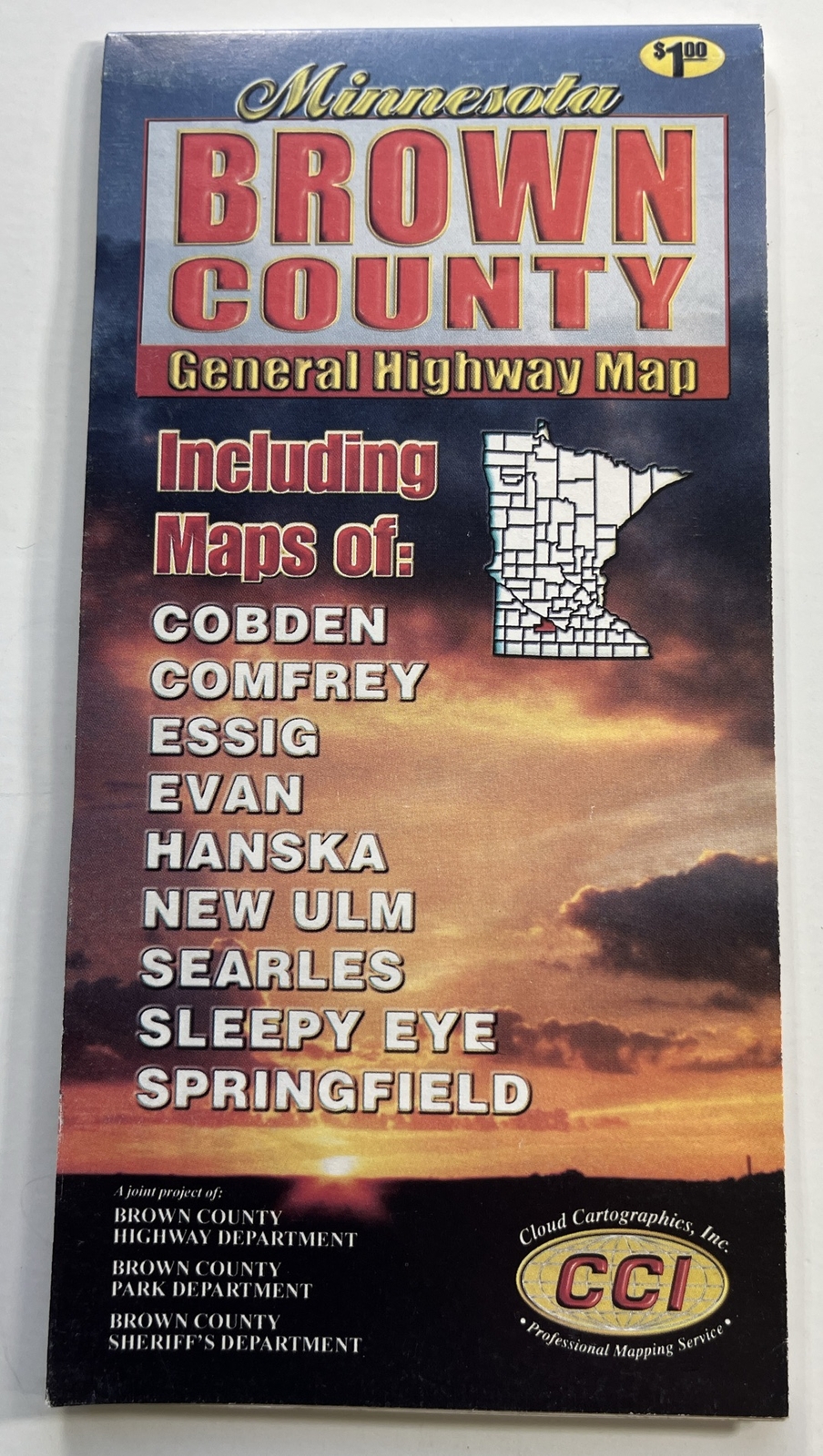 New Ulm Minnesota MN Brown County Highway Map Road Sleepy Eye Hanska Springfield