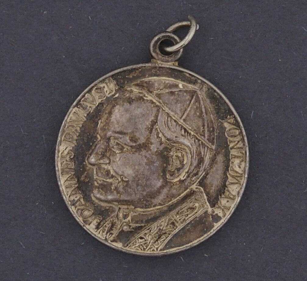 Vintage St. Christopher Joannes Paulus Religious Pendant Charm #W090